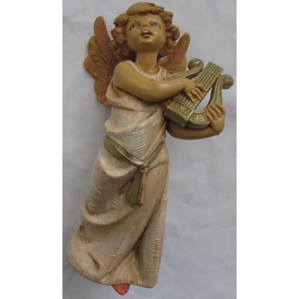 Vintage Angel playing harp Fontanini Italy 6